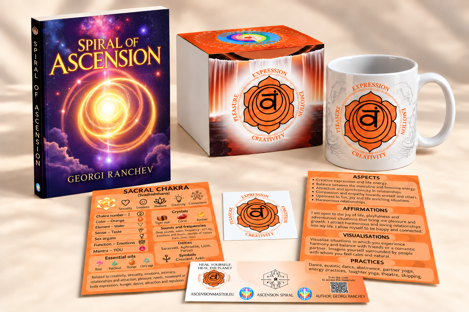 Svadhisthana — Book, mug, flyer, QR card and box 2