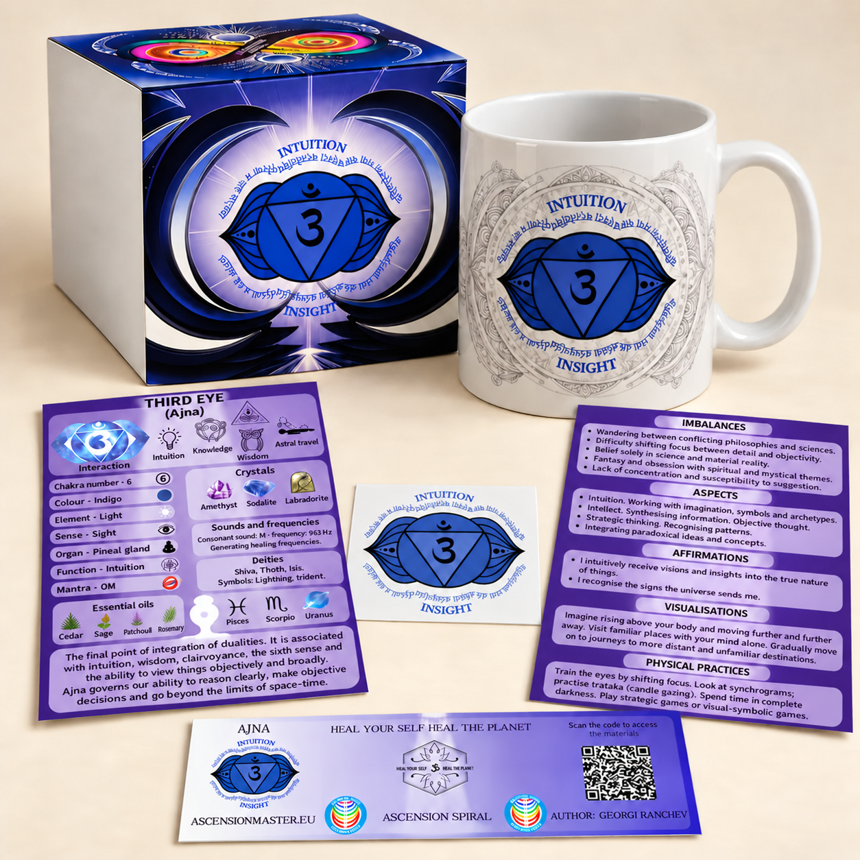 Ajna — Mug, flyer, QR card and box 4